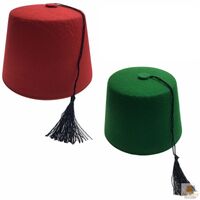 TURKISH HAT Red Green Fez Tarboosh Dress Up Costume Party Moroccan