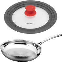 Scanpan Pyrolux Combo Frying Fry Pan and Lid Set - Stainless Steel - Silver (11")