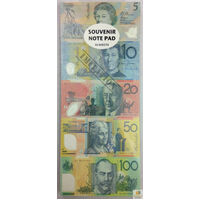 SOUVENIR NOTE PAD Children's Kids Toy Fake Pretend Play Australian Dollar Money