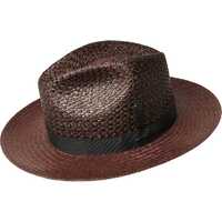 Bailey Mens Stallworth Straw Hat Trilby Fedora Made in USA - Deep Red/Black