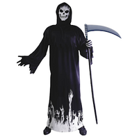 Adult Glow in the Dark Skeleton Reaper Halloween Costume Party Scary