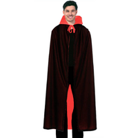 Halloween Men's Fancy Cape Red Black Long Cloak Coat Witch Ghost Vampire Costume