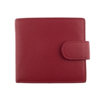 Dents RFID Bifold Press Stud Leather Wallet w/ Coin Pocket - Berry