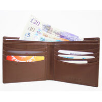 Dents Men's Smooth Nappa Leather RFID Blocking Credit Card Holder Money Wallet - English Tan