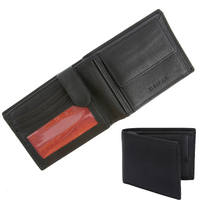Nappa Leather Trifold Wallet with RFID Protection in Black