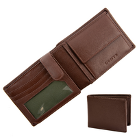 Nappa Leather Trifold Wallet with RFID Protection in English Tan