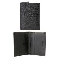 Dents Men's Crocodile Print Leather Credit Card Holder Wallet - Black