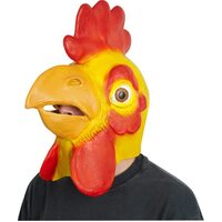 Full Head Rubber Chicken Mask Rooster Animal Fancy Dress Latex Halloween Hat
