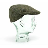 Harris Tweed Men's Hat Made in UK Driving Fishing Flat Cap Ivy - Green/Blue/Yellow