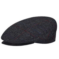 Bailey Mens Lord Windowpane Wool Ivy Flat Cap Hat Made in Italy - Charcoal