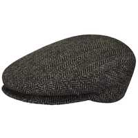 Bailey Mens Lord Stripe Harringbone Ivy Flat Hat Made In Italy - Black Multi