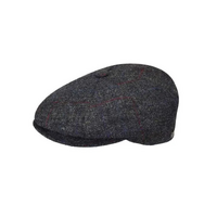 Bailey Mens Galvin Windowpane Plaid Ivy Wool Hat Made In Italy - Charcoal