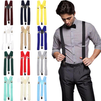 2x Mens Suspenders Braces Adjustable Strong Clip On Elastic Formal Wedding Slim