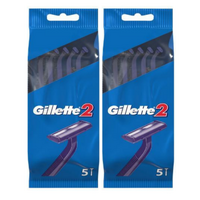 2x Gillette 5pk G2 Twin Blade Disposable Razors Shavers