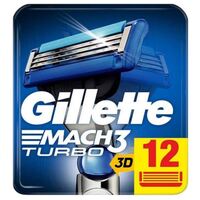 Gillette Mach3 Turbo Razor Blade by Gillette for Men - 12 Count Razor Blade