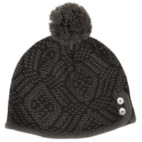 ExOfficio Icelandia Button Beanie Warm Winter Hat Jacquard - Black/Charcoal