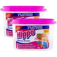 x2 Hippo 300g Moisture Absorber Spill Proof for Cupboards and Small Spaces