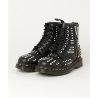 Dr. Martens 1460 Studded Zip Atlas Leather Lace Up Boots Shoes - Black