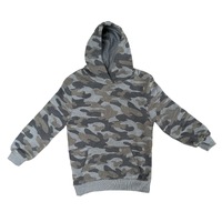 Code Zero Boys Hoodie Jumper Winter Warm Fleece - Grey Camouflage Camo