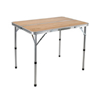 BlackWolf Adjustable Camping Table Weather-Resistant Bamboo Surface Quick Fold