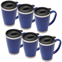 6x 425ml Double Walled Ranger Mug Travel Cup Thermal Bulk Pack - Blue