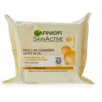 Garnier 25 Pack SkinActive Micellar Oil-Infused Cleansing Wipes Removes Make-up