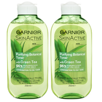 2x Garnier 200ml Nourishing Botanical Toner with Green Tea Combination Oily Skin