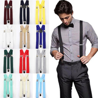 3x Men's Suspenders Braces Adjustable Strong Clip On Elastic Formal Wedding Slim