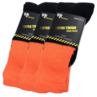 3x Pairs HI VIS SOCKS Workwear Work Safety Tradie High Visibility Fluro - Orange