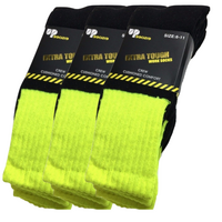 3x Pairs HI VIS SOCKS Workwear Work Safety Tradie High Visibility Fluro - Yellow