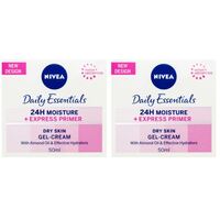 2x Nivea 50mL Dry Skin Gel-Cream Daily Essentials 24H Moisture + Express Primer