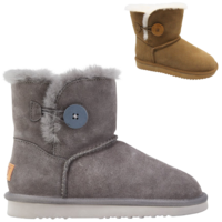 Grosby Women's Button UGG Boots Sheepskin Water Resistant Ankle Shoes Slippers