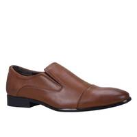 Grosby Men's Antonio Slip On Synthetic Leather Shoes Work Formal Dress - Tan Brown