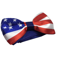 AMERICA Flag USA United States American Silk Bow Tie Independence Day Costume