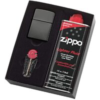 Zippo Black Ice Lighter Gift Box with Fluids + Flints