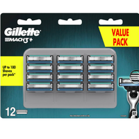 Gillette Mach3 Mens Razor Blades Value Pack - 12 Cartridges Blade Refills