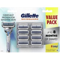 Gillette Skinguard Mens 8 Razor Blades Refills Value Pack For Sensitive Skin