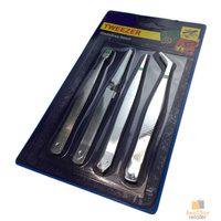 4pcs TWEEZER SET Kit Stainless Steel Tool Multipurpose Tweezers Plucker 