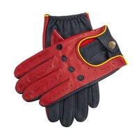 Dents Mens Touchscreen Three Colour Leather Driving Gloves - Berry/Navy/Yellow