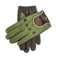 Dents Mens Touchscreen Three Colour Leather Driving Gloves - Lincoln Green/Brown/White
