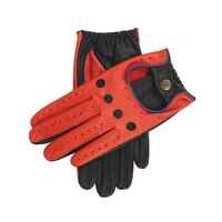 Dents Mens Touchscreen Three Colour Leather Driving Gloves - Tangerine/Black/Blue