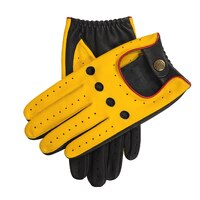 Dents Mens Touchscreen Three Colour Leather Driving Gloves - Yellow/Black/Red