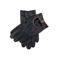 Dents Delta Men's Classic Leather Driving Gloves Classic Luxury - Navy/Tan