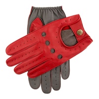 Dents Luxury Waverley Mens Leather Driving Gloves - Berry/Charcoal