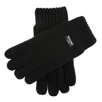 DENTS 3M Thinsulate Mens Wool Knit Gloves With Rib Cuff - Black