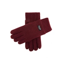 Dents Mens 100% Wool Knit Gloves with 3M Thinsulate Lining - Burgundy