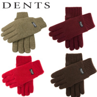 Dents Mens 100% Wool Knit Gloves With Rib Knit Cuff & 3M Thinsulate Lining