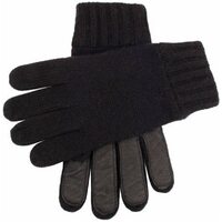 Dents Mens Lambswool Blend Knit Gloves With Pig Leather Palm Patch Winter Warm