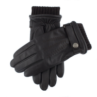DENTS Mens Wool Blend Lined Touchscreen Leather Gloves Henley - Brown