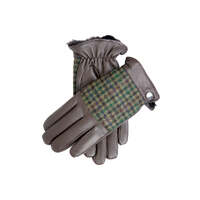 Dents Mens Faux Fur Abraham Moon Dogtooth & Leather Gloves - Brown/Forest/Green